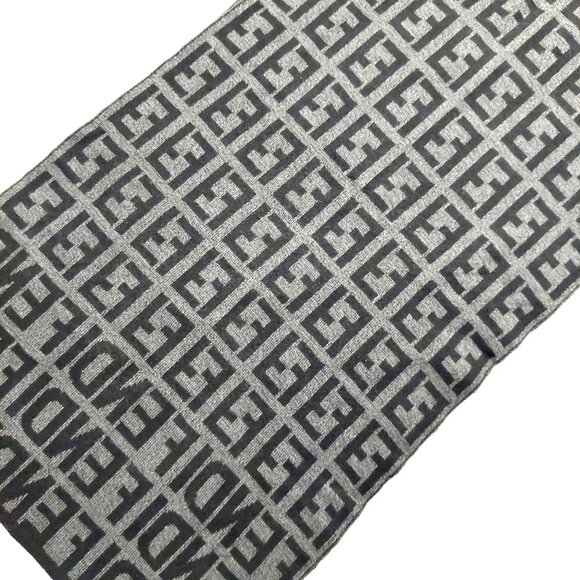 Vintage FENDI Dual Monogram Inverted Logo Black & Gray Reversible Scarf - Picture 4 of 9